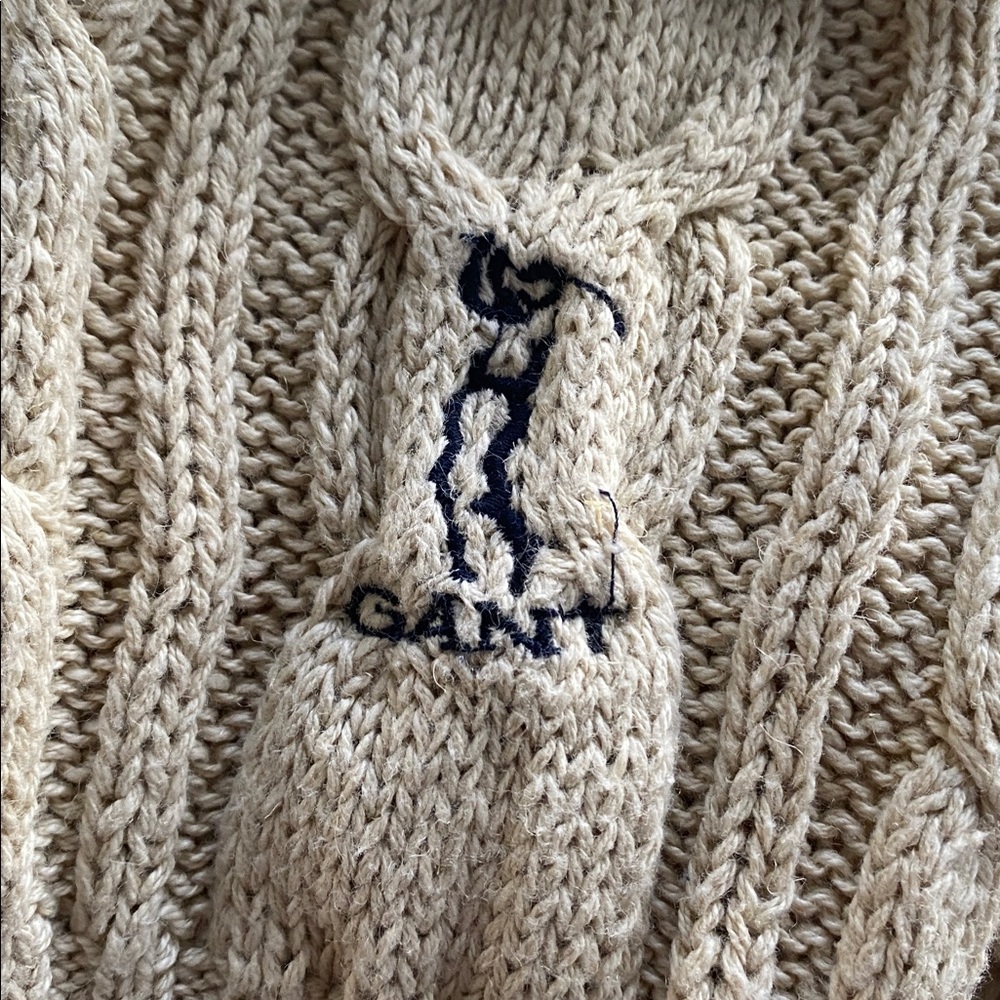 Vintage Gant Golf Cable Knit Sweater Embroidered Logo Side Medium - Picture 7 of 7